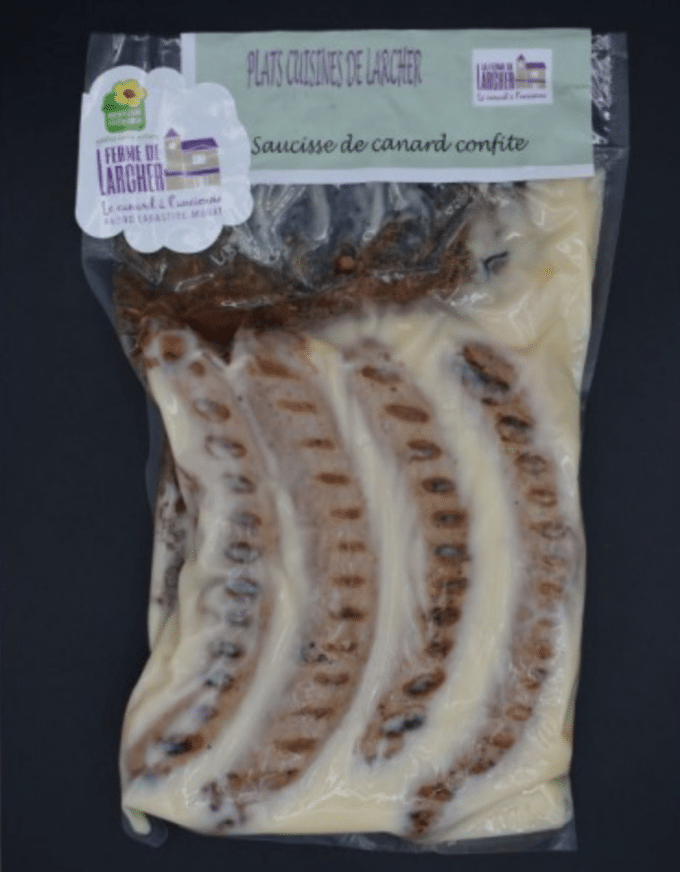 Saucisses de Canard confites X4 500G 1 saucisses de canard confites